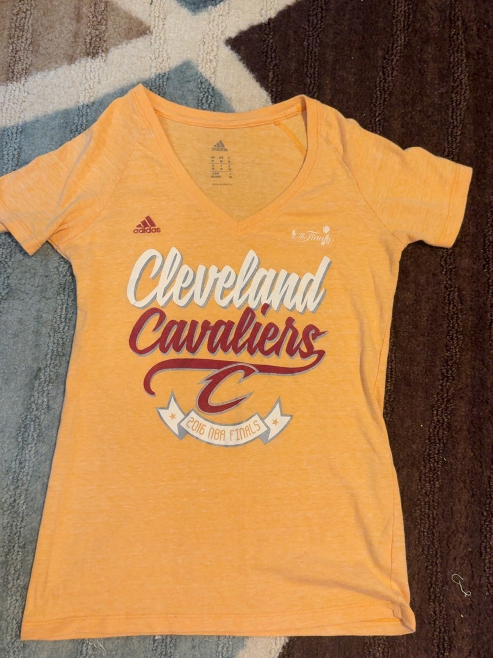 adidas Girls' Cleveland Cavaliers Orange V-Neck Tee